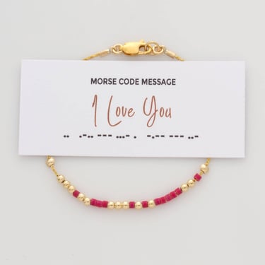 I Love You Morse Code Bracelet, Valentine's Day Gift, Hidden Message Bracelet for Wife or Girlfriend by LEILA Jewelry Shop 