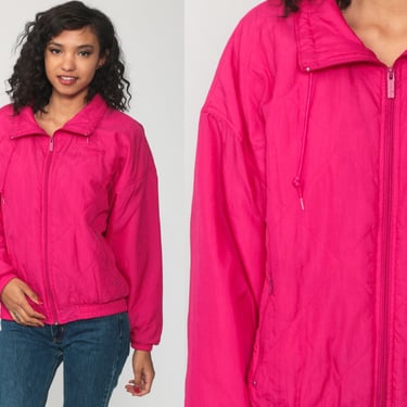 Reebok Jacket 90s Hot Pink Windbreaker Jacket Streetwear Warm Up Sports Vintage Activewear Jacket 1990s Sportswear Small Medium 