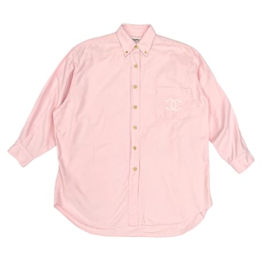 Chanel Pink Oversized Logo Button Down