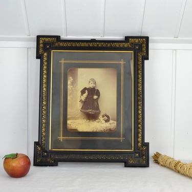 Child Photography Picture Historicism Shellac Frame 1900 Wooden Frame Photo Art Design Vintage Art Retro Deco Brocante 