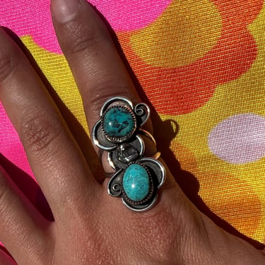 Sterling Silver  Double Turquoise Ring