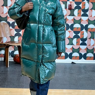 Stand Studio Quilted Glossed Shell Coat, Size 4, Forrest Green