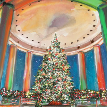 Gicleé illustration of the Christmas Tree at the Canadian Embassy in Washington D.C. by Cris Clapp Logan 