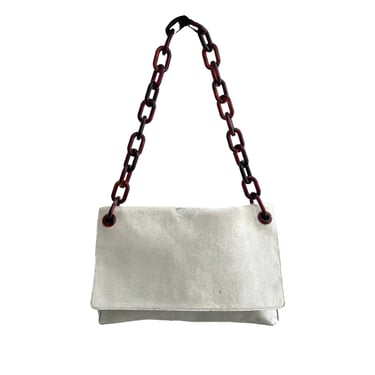 Prada White Calfhair Shoulder Bag