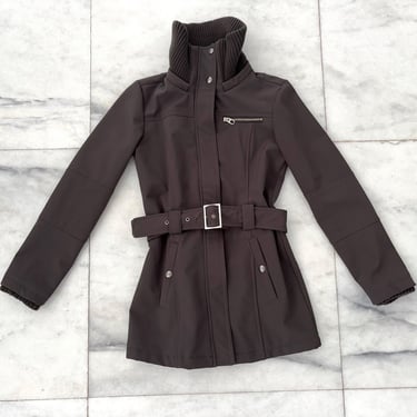 Vintage Miss Sixty Jacket Coat Gray Faux Fur Lined Mid Length Womens Small Utility See Below 