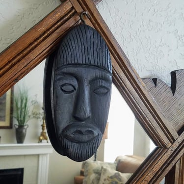 Primitive African Wood Carving~Vintage Mask~8" Wooden Tribal Mask~Hand Carved Sculpture Ethnographic Tribal Decor~JewelsandMetals 