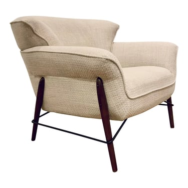 Modern Gray and Ivory Woven Lounge Chair