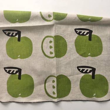 Apple, linen tea towel, fruit 
