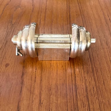 miniature brass barbell paperweight strong workout heavy lifter 