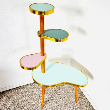 Mid-Century Modern Tiered Table – Swivel Coffee Table, Retro End Table - Reproduction 