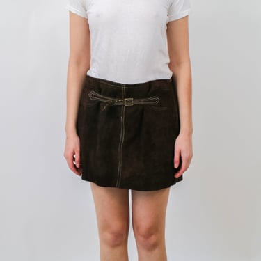 1960s Mod Brown Suede Mini Skirt