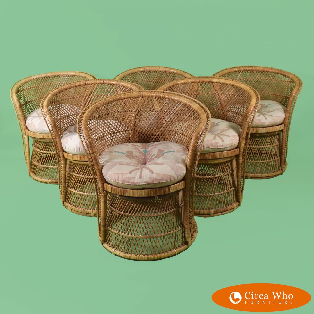 Set of 6 Buri Rattan Barrel Chairs Circa Who West Palm Beach, FL