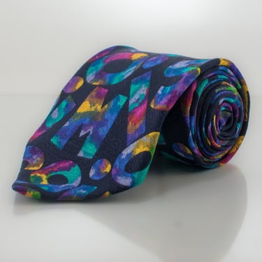 Vintage Silk Tie - Multicolor Letter Jumble Pattern | Missoni | 