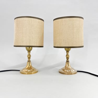 Pair of Mid-Century Brass Table or Bedside Lamps, Italy / Small Table Lamps / Vintage Bedside Lamps 