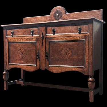 Old English Oak Carved Buffet 