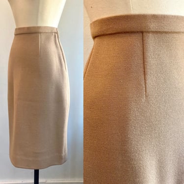 Nice 60's Vintage WOOL KNIT PENCIL Skirt / Made in Hong Kong 