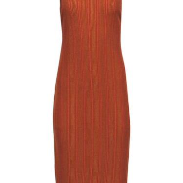 Paloma Wool - Orange & Tan Knit Spaghetti Strap Dress Sz M