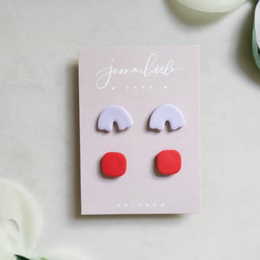 Stud Pack #2 | lilac arches, Polymer Clay Earrings, Hypoallergenic Stainless Steel Posts, Statement studs 
