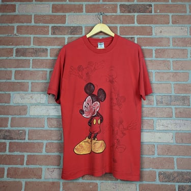 Vintage 90s Mickey Mouse Drawing ORIGINAL Cartoon Tee - Extra Large 