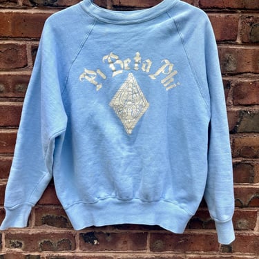 Vintage 1960s Pi Beta Phi Blue Sweatshirt Pullover Medium Unisex College University Greek by TimeBa