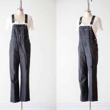 black overalls | 90s y2k vintage black silver shimmery denim overalls 