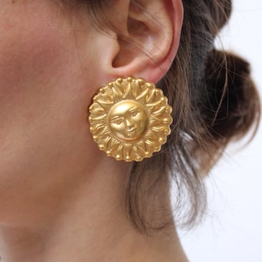 Statement Vintage Sun Gold Earrings