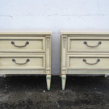 French Shabby Chic Painted Nightstands Bedside End Tables a Pair 4949