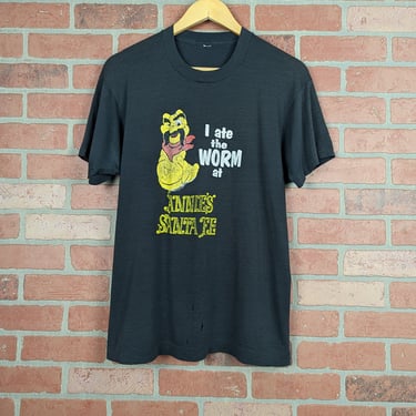 Vintage 80s Soft and Thin I Ate the Worm at Annie's ORIGINAL Mezcal Promo Tee - Medium / Large 