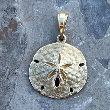 Vintage Solid 14k Gold 3/4 Inch Sand Dollar Pendant / Charm 2.91 Grams 