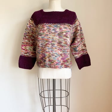 Vintage 1970s Space Dye Cropped Sweater / S 