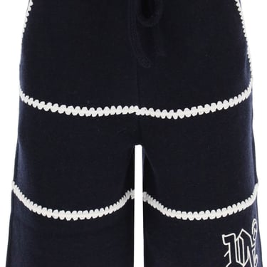 Palm Angels Wool Knit Shorts With Contrasting Trims