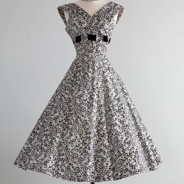 Classic 1950's Black & White Lilli Diamond Party Dress / Small