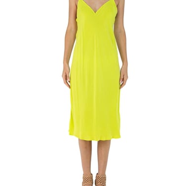 Morphew Collection Neon Green Cold Rayon Bias  Slip Dress 