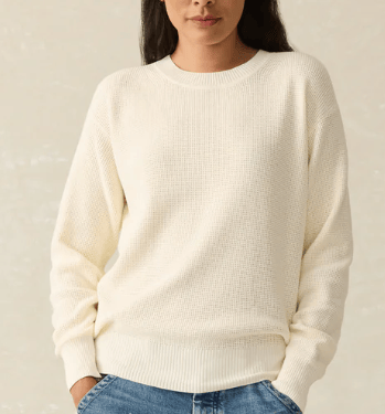 Sunwashed Crew Sweater in White Shell