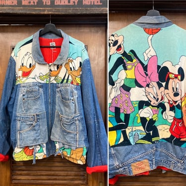 Vintage 1980’s “Too Cute” Disney Mickey Mouse Denim Patchwork Jacket, 80’s Denim Jacket, 80’s Disney, 80’s Mickey & Co, Vintage Clothing 