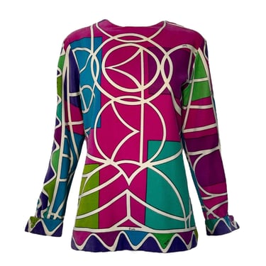 Emilio Pucci Cotton Velveteen Geometric Long Sleeve Top