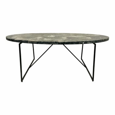 Modern Gray Marble Oval Cocktail Table
