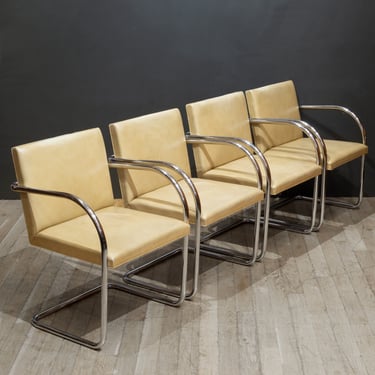 Knoll Tubular Brno Leather Dining Armchairs c.1986