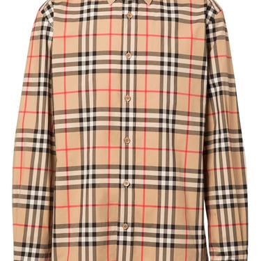 Burberry Men Check Motif Cotton Shirt