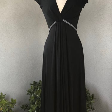 Vintage glamorous long gown dress black with rhinestone empire waist sz Small The Eva Gabor Look by Estevez 