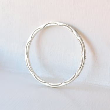 Tahe Sterling Navajo Hand-Stamped Bangle, Native American Jewelry, 4mm Solid Silver Bracelet, 8" 