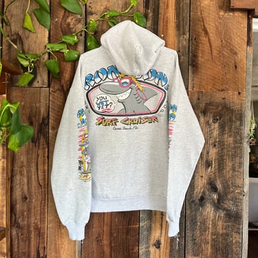 Vintage 90s Ron Jon Surf Shop Sleeve Print Cocoa Beach Hoodie Size XL 