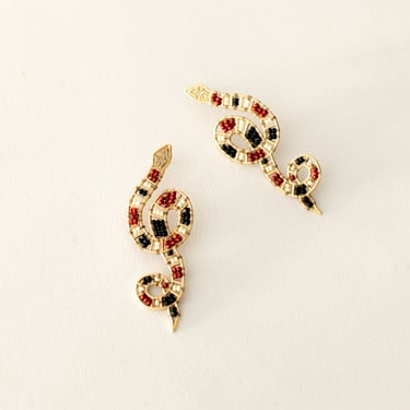 Bronze Beaded Coral Snake Earrings