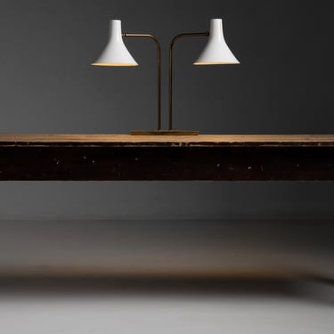 Double Desk Lamp by Greta von Nessen / Painted Scrub Top Table