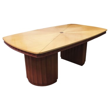 French Art Deco Dining Table w/ Sculpted Base & Inlay Top in the Saarinen Style 