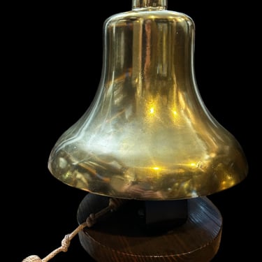 Freestanding Brass Bell on Wood Base