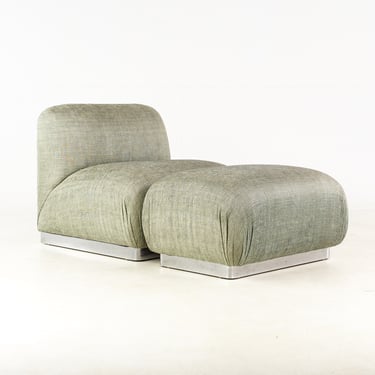 Milo Baughman Style Interior Crafts Chrome Base Chair with Ottoman - mcm 