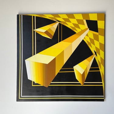1960's Frank Stalles " Cubado " Geometric Painting 