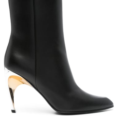 Alexander Mcqueen Women Leather Heel Ankle Boots