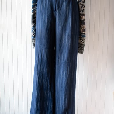 Les Copains Navy Pinstripe Wide Leg Trousers 34&quot; Waist